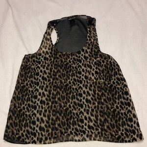Wet Seal Leopard Print Tank Top‎ Sheer Racerback Sleeveless Blouse
